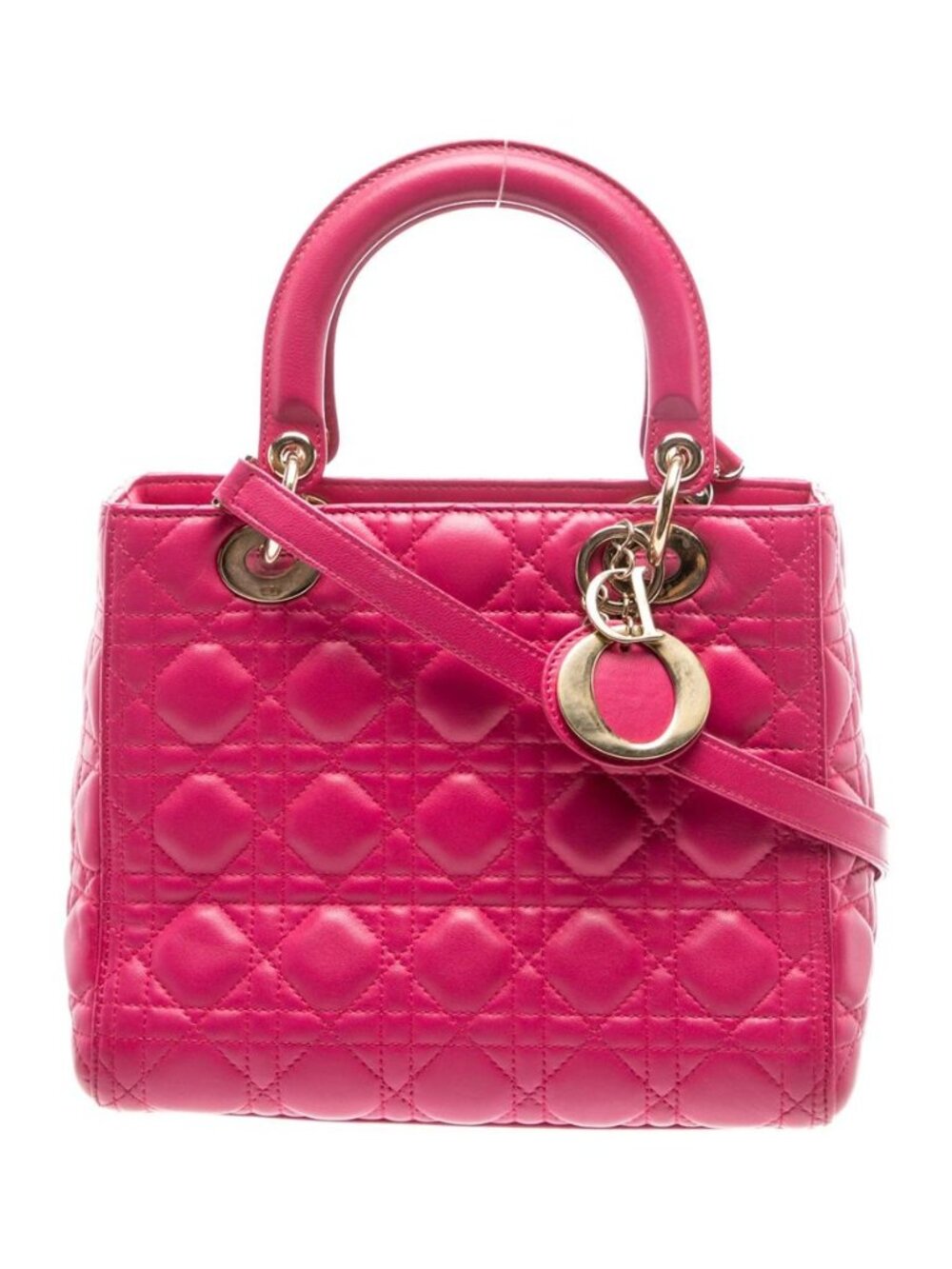 Christian Dior Raf Simons Cannage Medium Lady Dior Pink Leather Bag